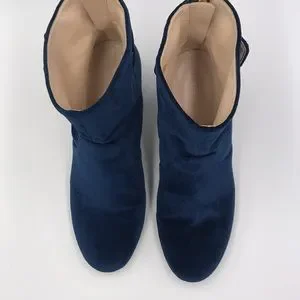 Nine West Shoes Blue Velvet Booties Ankle Boots 75 Nwquarryn